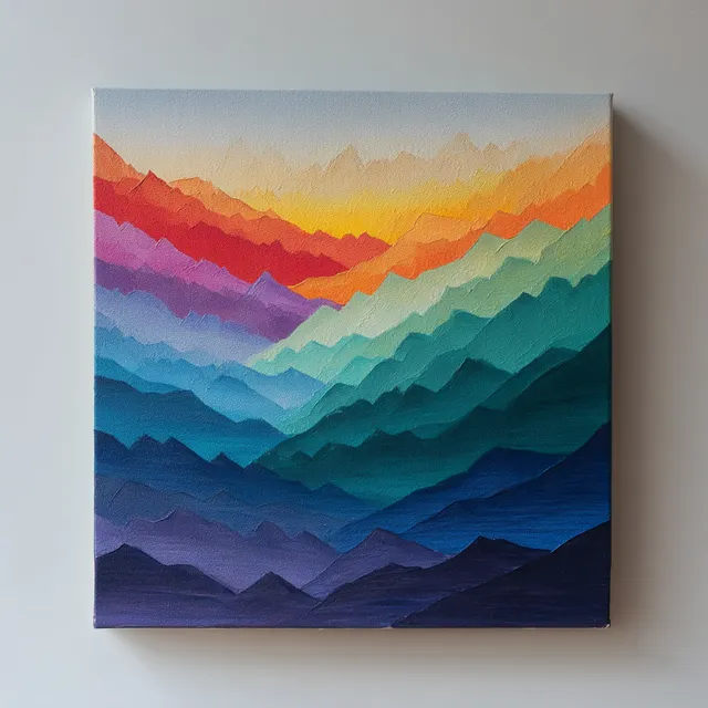 Vibrant Mountain Range Abstract Painting