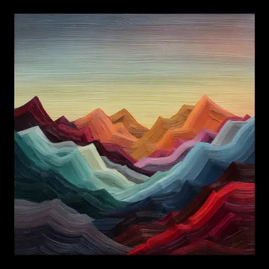 Abstract painting with gradation of mountain ranges