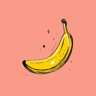 illustration of banana, doodly childish simple style. minimalistic,