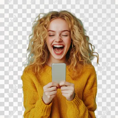whomen, pose, exited, strike, win, happy, lauphing, mobiel in one hand