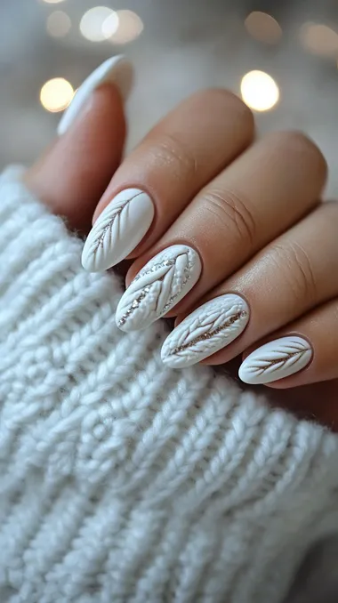 Nail art, autumn and winter, white sweater, simple, design sense