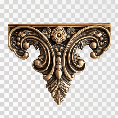 metal corner bracket, decorative, brass, white background, elegant, dull ar--1:!