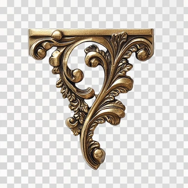 metal corner bracket, decorative, brass, white background, elegant, dull ar--1:!