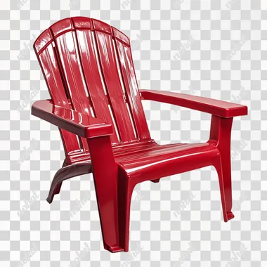 plastic lawn chair by lowe's, cherry colour, white background, 3/4 view