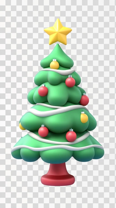 christmas tree emoji in 3D with a white background, just a beautiful tree, isolated on white background, png transparent image