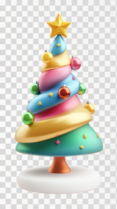 christmas tree emoji in 3D with a white background, just a beautiful tree, isolated on white background, png transparent image