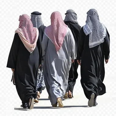 png of saudi people walking, realistic people, photography walking back