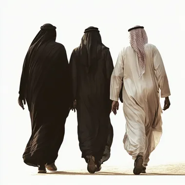 png of saudi people walking, realistic people, photography walking back