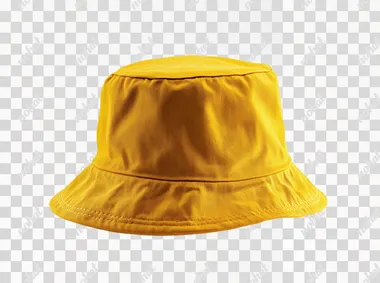 A yellow bucket hat, displayed against an isolated white background. high resolution