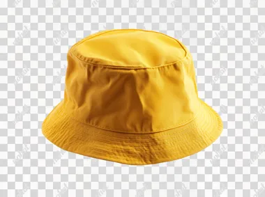 A yellow bucket hat, displayed against an isolated white background. high resolution