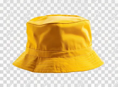 A yellow bucket hat, displayed against an isolated white background. high resolution