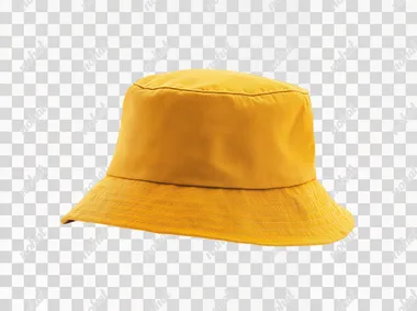 A yellow bucket hat, displayed against an isolated white background. high resolution