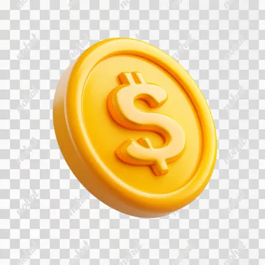 Very simple 3D Icon of a yellow coin with a dollar sign engraved in its center, floating in the air, solid white background, isometric, symmetric, smooth round edges, simple design, minimalistic, diffused lighting, cute, emoji style, soft shadows, soft reflections, specular, raytracing, ambient occlusion, global illumination, sharp colors, C4D, octane render, high poly.