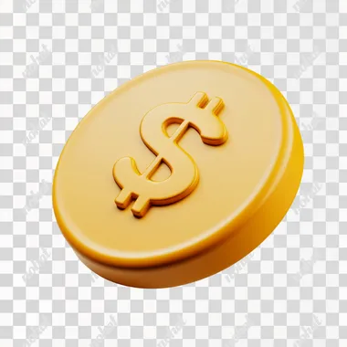 Very simple 3D Icon of a yellow coin with a dollar sign engraved in its center, floating in the air, solid white background, isometric, symmetric, smooth round edges, simple design, minimalistic, diffused lighting, cute, emoji style, soft shadows, soft reflections, specular, raytracing, ambient occlusion, global illumination, sharp colors, C4D, octane render, high poly.
