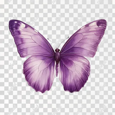 a watercolor painting of a purple butterfly solid white background