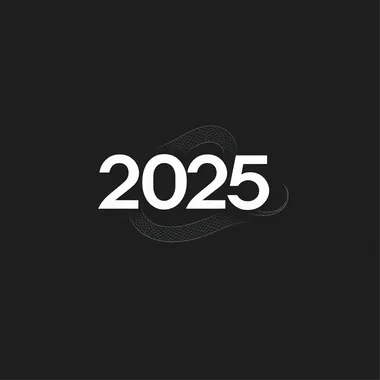Create a simple black-and-white logo featuring the numbers "2025" with a minimalist snake design incorporated, clean lines, sleek and modern style, monochromatic, subtle snake elements intertwined with the numbers, bold yet elegant