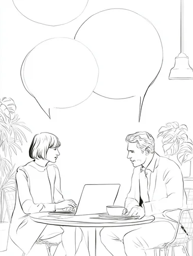 social talk at work simple line art
