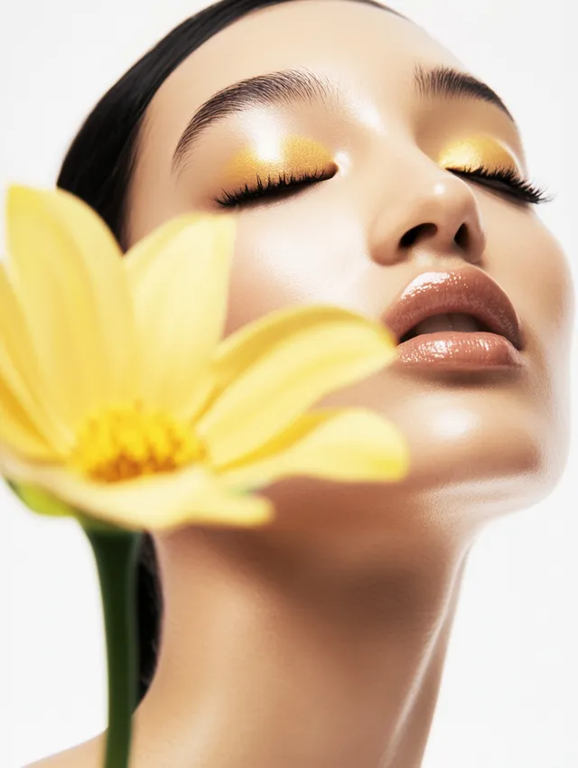 Elegant Portrait: A Woman's Beauty with Yellow Accents