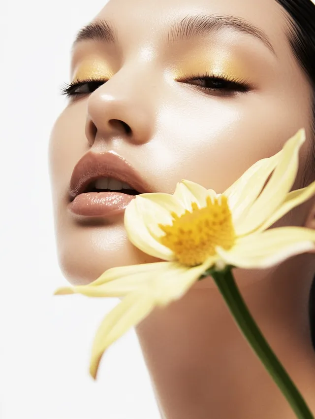 Radiant Elegance: A Portrait of Beauty and Floral Harmony