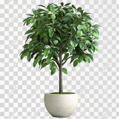 big tree plant, png, growing from a plant pot