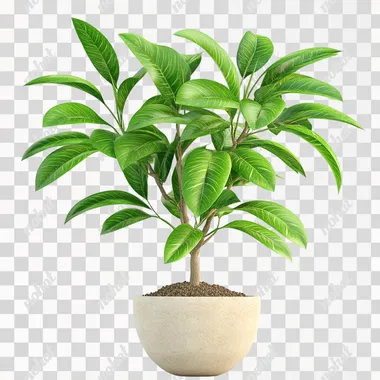 big tree plant, png, growing from a plant pot