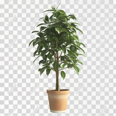 big tree plant, png, growing from a plant pot