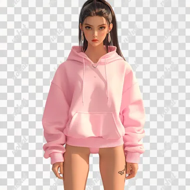 design basic 3d oversized baby pink hoodie