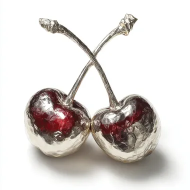 Metallic Cherry, Two, Sterling Silver, High Resolution, Realistic, White Background
