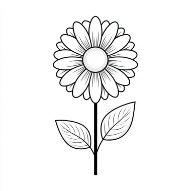 Coloring book for kids. Sunflower minimalist blossom. Vector style illustration, outline only. Low detail, bright white background.  shading, greyscale, fill.   dszvhpy