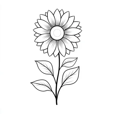 Coloring book for kids. Sunflower minimalist blossom. Vector style illustration, outline only. Low detail, bright white background.  shading, greyscale, fill.   dszvhpy