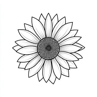 Coloring book for kids. Sunflower minimalist blossom. Vector style illustration, outline only. Low detail, bright white background.  shading, greyscale, fill.   dszvhpy