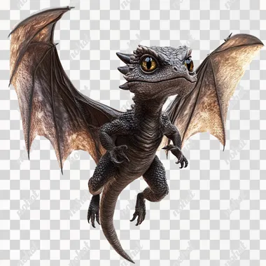 small older dragons, realistic, front view, flying up, white background