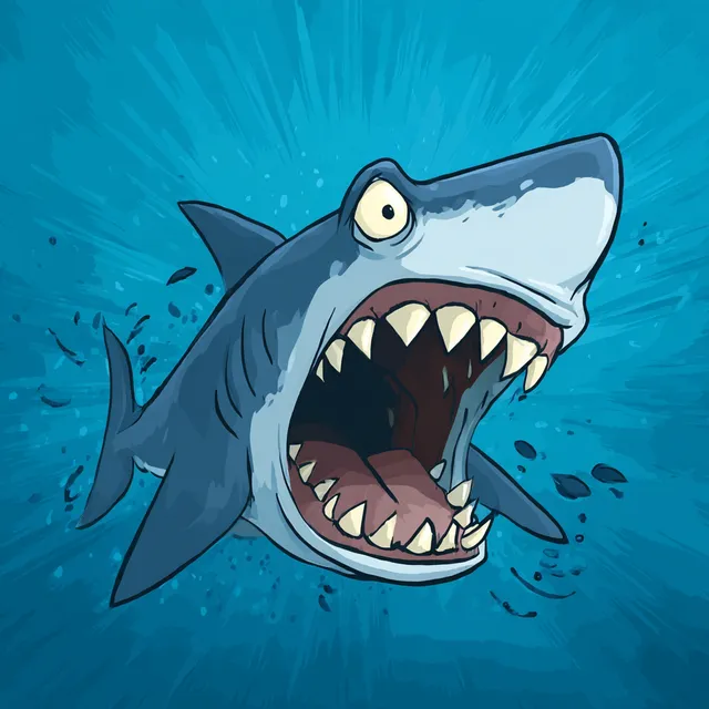 Surprised Cartoon Great White Shark