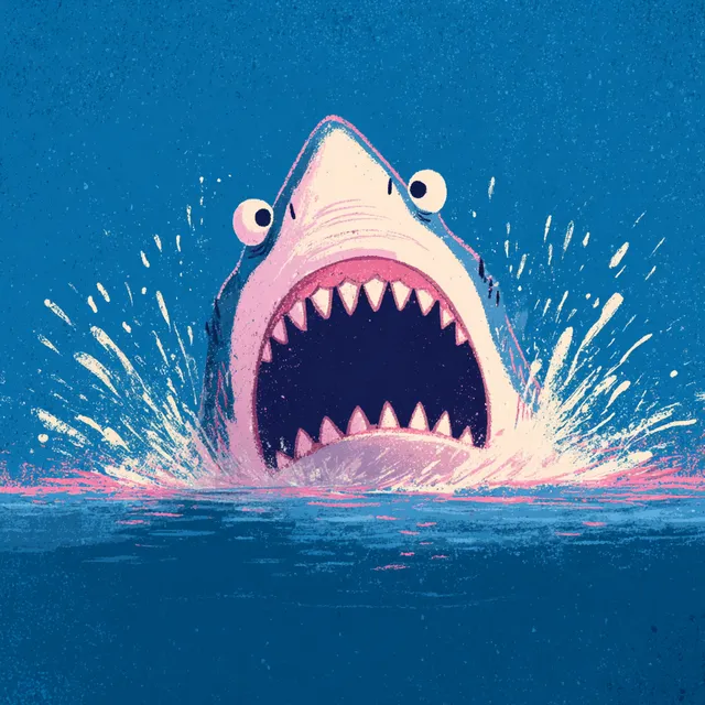 Shocked Cartoon Great White Shark