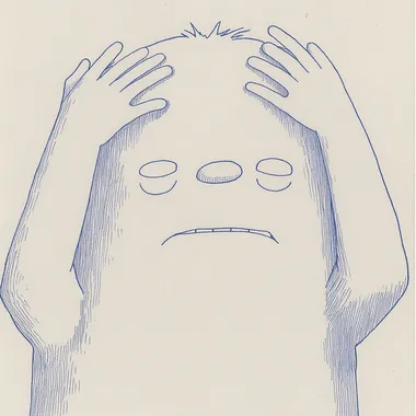 a hand drawing isolated illustration on the white background of a cute creature expressing migraine headache : :  1831983442 rofile c6so3sz --sw 500
