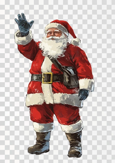 Vector illustration of Santa Claus waving, clip art on a white background.