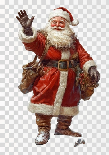 Vector illustration of Santa Claus waving, clip art on a white background.