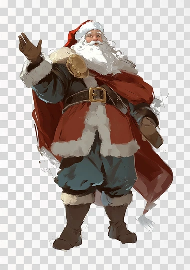 Vector illustration of Santa Claus waving, clip art on a white background.