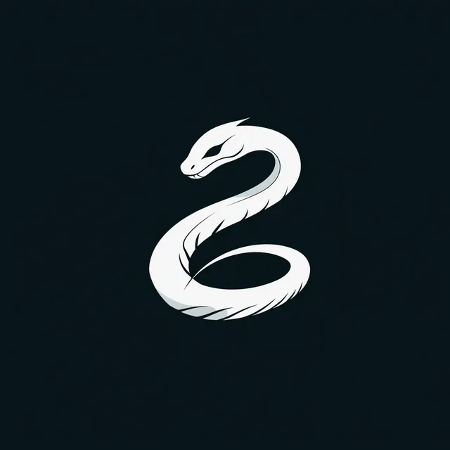 White Snake Logo on Black Background | Professional Minimalistic Design