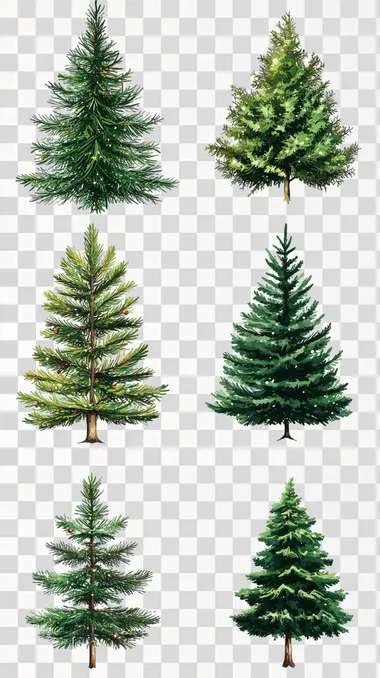Beautiful Christmas Elements With Christmas Trees, isolated on white background, png image