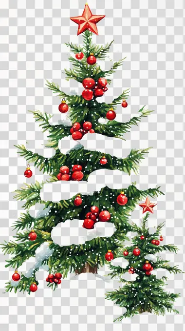 Beautiful Christmas Elements With Christmas Trees, isolated on white background, png image
