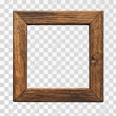 empty square wooden frame with white background