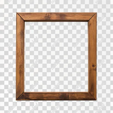empty square wooden frame with white background