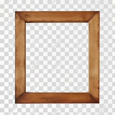 empty square wooden frame with white background