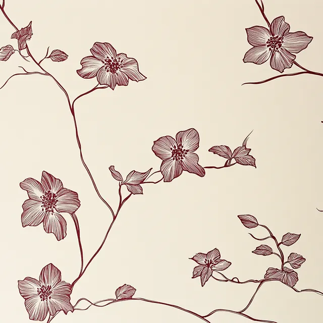 Maroon Flower Outline on Cream Paper: Elegant Simplicity