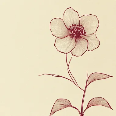 plain cream paper with flower outline in maroon