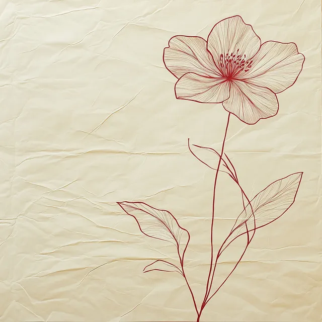 Elegant Floral Outline on Cream Paper
