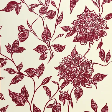 plain cream paper with flower outline in maroon