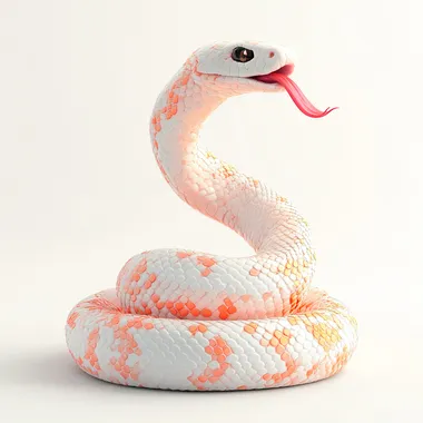 snake with tongue hanging out beautiful tail, Instagram highlights icon, ui icon design, bright color scheme, plastic clay material, C4D, 3D, OC rendering, ultra detail, white background, studio lighting