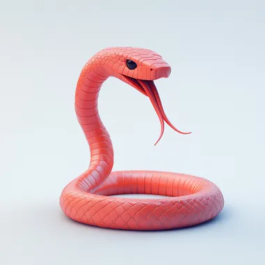snake with tongue hanging out beautiful tail, Instagram highlights icon, ui icon design, bright color scheme, plastic clay material, C4D, 3D, OC rendering, ultra detail, white background, studio lighting